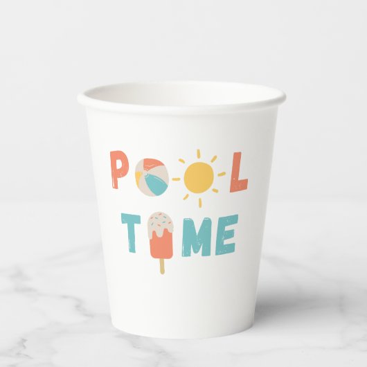 Poolzeit. Party Cups & Supplier Pappbecher (Vorderseite)