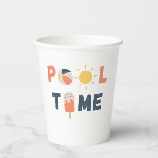 Poolzeit. Party Cups & Supplier Pappbecher (Vorderseite)