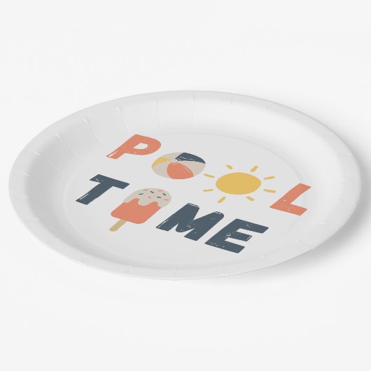 Poolzeit. Party-Teller und -Lieferungen Pappteller (Schrägansicht)