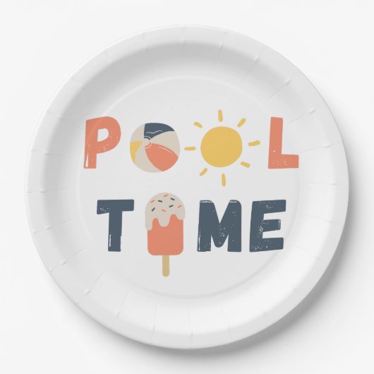 Poolzeit. Party-Teller und -Lieferungen Pappteller (Vorderseite)