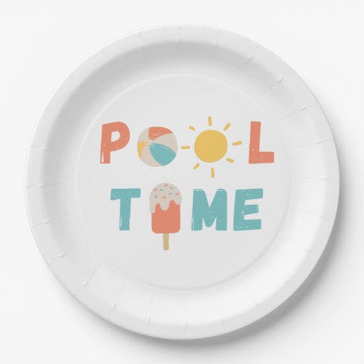 Poolzeit. Party-Teller und -Lieferungen Pappteller (Vorderseite)