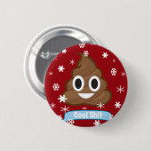 Poop Emoji Funny Christmas Button badge (Vorne & Hinten)