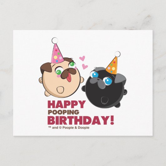 Poopie und Doopie zum Geburtstag Postkarte (Vorderseite)