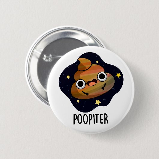 Poopiter Funny Planet Jupiter Pun Button (Vorne & Hinten)