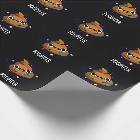 Poopiter Funny Planet Jupiter Pun Dark BG Geschenkpapier (Ecke)