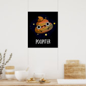 Poopiter Funny Planet Jupiter Pun Dark BG Poster (Küche)