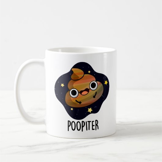 Poopiter Funny Planet Jupiter Pun Kaffeetasse (Links)