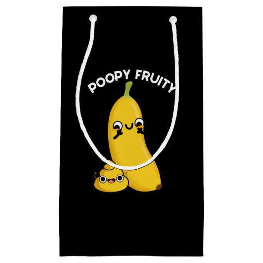 Poopy Fruity Funny Frucht Banana Pun Dark BG Kleine Geschenktüte (Vorderseite)