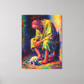 Poor Old Man with Little Dog Heartwarming Leinwanddruck (Vorderseite)