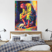 Poor Old Man with Little Dog Heartwarming Leinwanddruck (Insitu (Schlafzimmer))