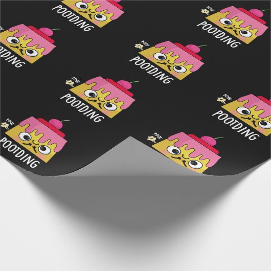 Poot-ding Funny Pudding Furz Pun Dark BG Geschenkpapier (Ecke)