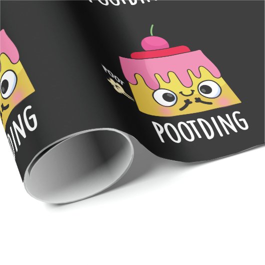 Poot-ding Funny Pudding Furz Pun Dark BG Geschenkpapier (Rolleneckpunkt)