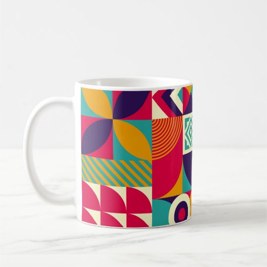 Pop abstrakte geometrische Formen, nahtlose Muster Kaffeetasse (Links)