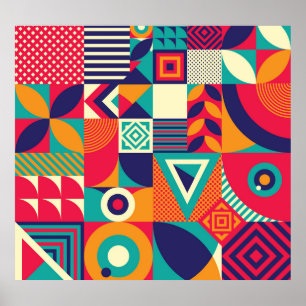 Pop abstrakte geometrische Formen, nahtlose Muster Poster