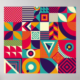 Pop abstrakte geometrische Formen, nahtlose Muster Poster