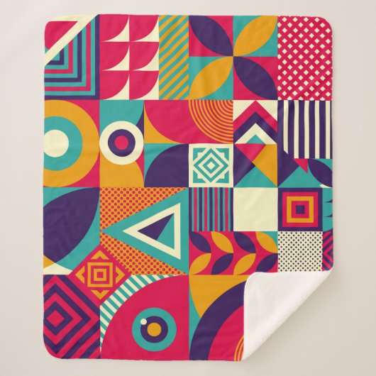 Pop abstrakte geometrische Formen, nahtlose Muster Sherpadecke (Vorderseite)