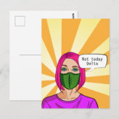 Pop Art 2021 Gesichtsmaske Lady Delta Covid Postkarte (Vorne/Hinten)