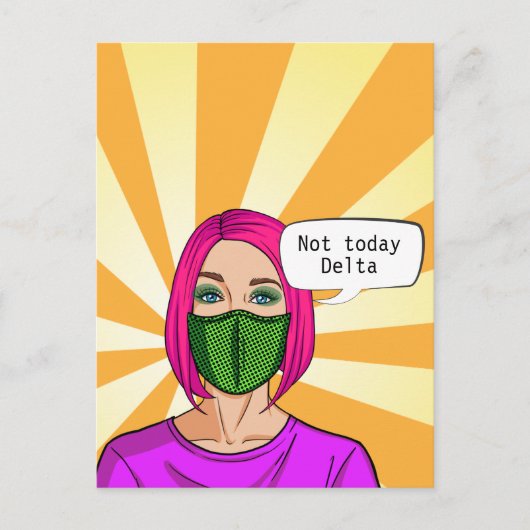 Pop Art 2021 Gesichtsmaske Lady Delta Covid Postkarte (Vorderseite)