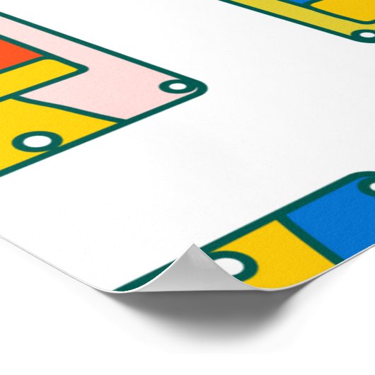 Pop Art 90s nahtlose Muster von Musikkassetten. B Poster (Ecke)