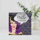 Pop Art Abschluss 2 Party Einladung (Stehend Vorderseite)