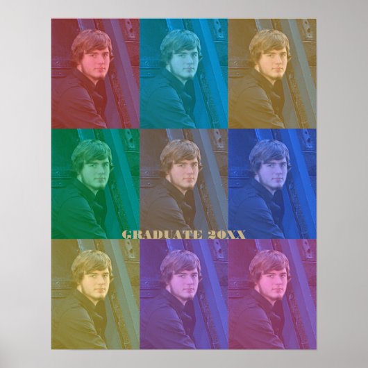 Pop Art Abschluss Foto Trendy Retro Farbblock Poster (Vorne)