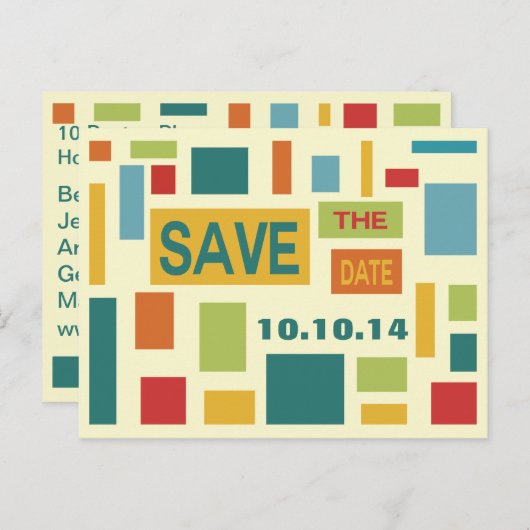 Pop Art Abstrakt Save the Date Postkarte (Vorne/Hinten)
