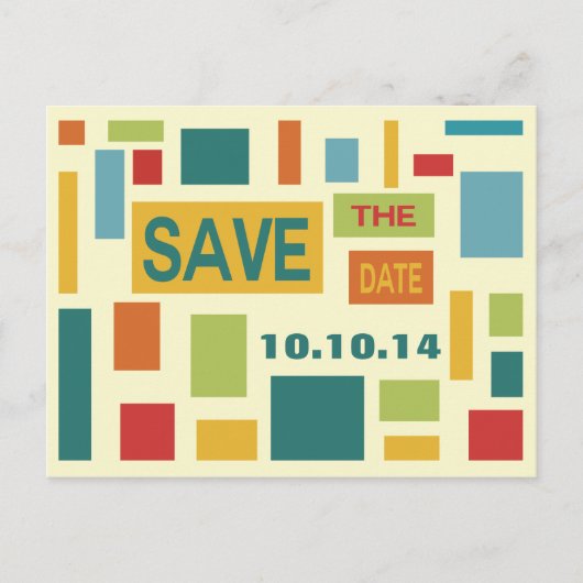 Pop Art Abstrakt Save the Date Postkarte (Vorderseite)