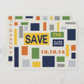 Pop Art Abstrakt Save the Date Postkarte - Blau (Vorne/Hinten)
