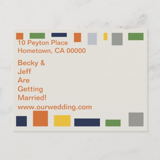 Pop Art Abstrakt Save the Date Postkarte - Blau (Rückseite)