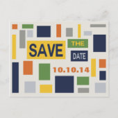 Pop Art Abstrakt Save the Date Postkarte - Blau (Vorderseite)