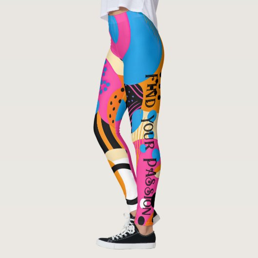 Pop Art Abstraktes Muster Zitat Leggings (Links)