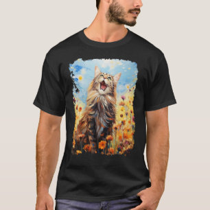 Pop-Art-Acrylmalerei Maine Coon Katze T-Shirt