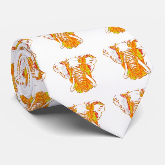 Pop Art African Elephant Krawatte (Gerollt)