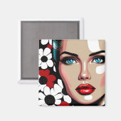 Pop Art Ai Comic Buch Frauengesicht Magnet (Vorderseite/Rückseite)