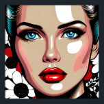 Pop Art Ai Comic Buch Frauengesicht Poster<br><div class="desc">Comic Buch Stil Pop Kunstfrau mit Glas wie Gesicht. Roter,  weißer und schwarzer Blumenhintergrund.</div>