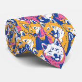 Pop Art Akita Dog farbiges Muster Krawatte (Gerollt)