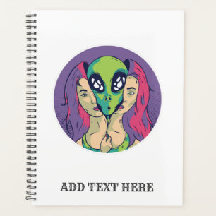 Pop Art Alien Inside Girl Cartoon - Unterhalb der Planer