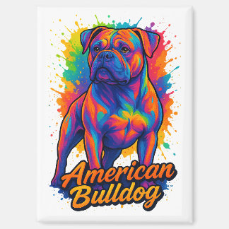 Pop Art American Bulldog - Lebhafter Neon Dog Magnet