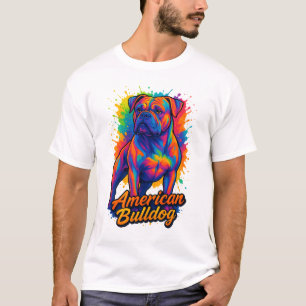 Pop Art American Bulldog - Lebhafter Neon Dog T-Shirt