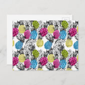 Pop Art Ananas und Palmen Blätter 2 Postkarte (Vorne/Hinten)