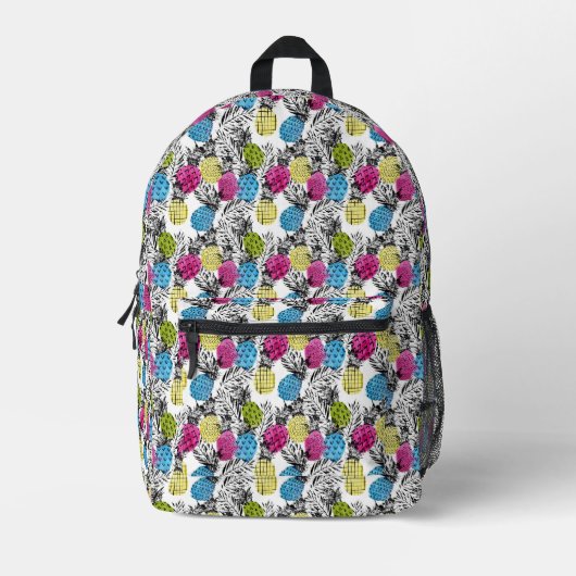 Pop Art Ananas und Palmen Blätter Bedruckter Rucksack (Vorderseite)