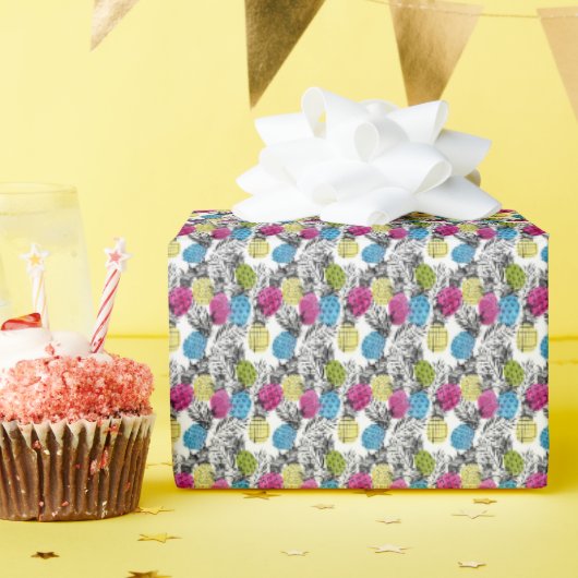 Pop Art Ananas und Palmen Blätter Geschenkpapier (Geburtstagsparty)