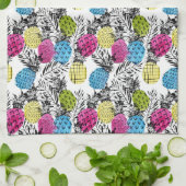 Pop Art Ananas und Palmen Blätter Geschirrtuch (Gefaltet)