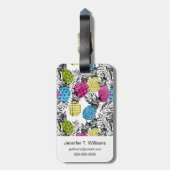 Pop Art Ananas und Palmen Blätter| Monogramm Gepäckanhänger (Rückseite vertikal)
