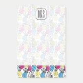 Pop Art Ananas und Palmen Blätter| Monogramm Post-it Klebezettel (Vorderseite)