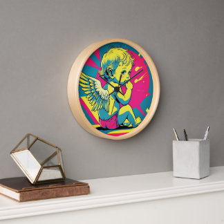 Pop Art Angel Wall Clock ポップアート風エンジェル壁掛け時計 Uhr