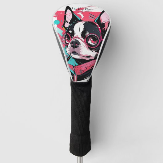 Pop Art Anime Boston Terrier Dog 005 - Victoria Sa Golf Headcover (Vorderseite)