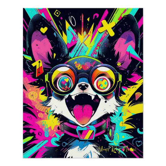 Pop Art Anime Chihuahua Dog 001 - Victoria Sasuke Poster (Vorderseite)