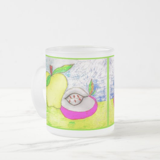 Pop Art Äpfel Mattierte Tasse (Vorderseite Links)