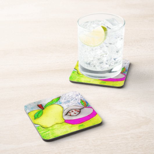 Pop Art Apples Getränk Untersetzer (Rechte Seite)